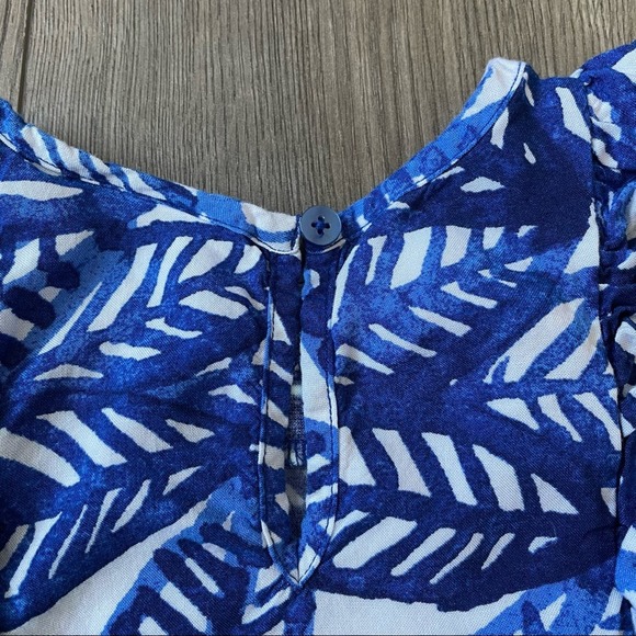 Blue Leaf Print Dress - Picture 4 of 7